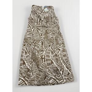 NWT $198 J. McLaughlin Anne Midi Dress Brown Geo Palm Sleeveless Back Zip Sz 2